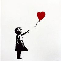 En tecknad bild av en flicka som släpper taget om en röd ballong formad som ett hjärta